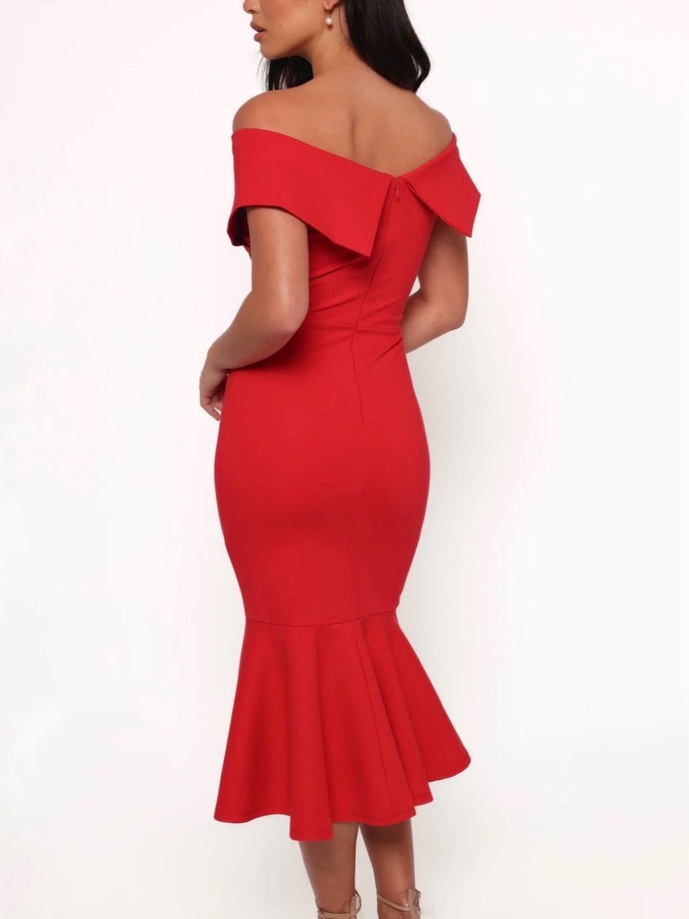 Petal & Pup Red Off-Shoulder Midi Dress - Picture 2 of 8